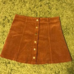 Khaki Corduroy Button Up Skirt
